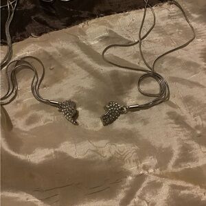 Silver Crystal Heart Drop Necklace - Women Jewelry